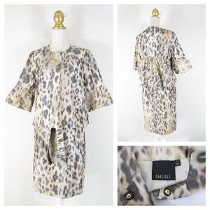 Carlisle Animal Leopard Print Belted Skirt Suit 8